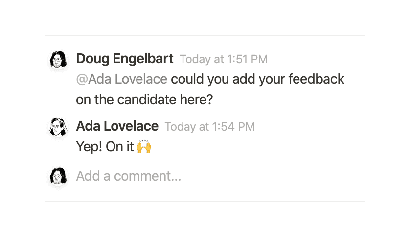 螢幕截圖,顯示兩位 Notion 使用者的留言串