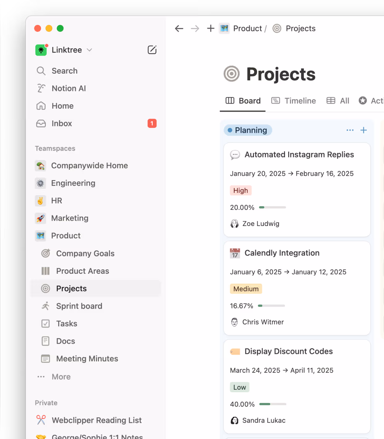 By connecting every team’s knowledge and workflows in their Notion workspace, Linktree's teams can instantly access information and turn decisions into action—helping them ship products faster while keeping everyone aligned across global time zones.