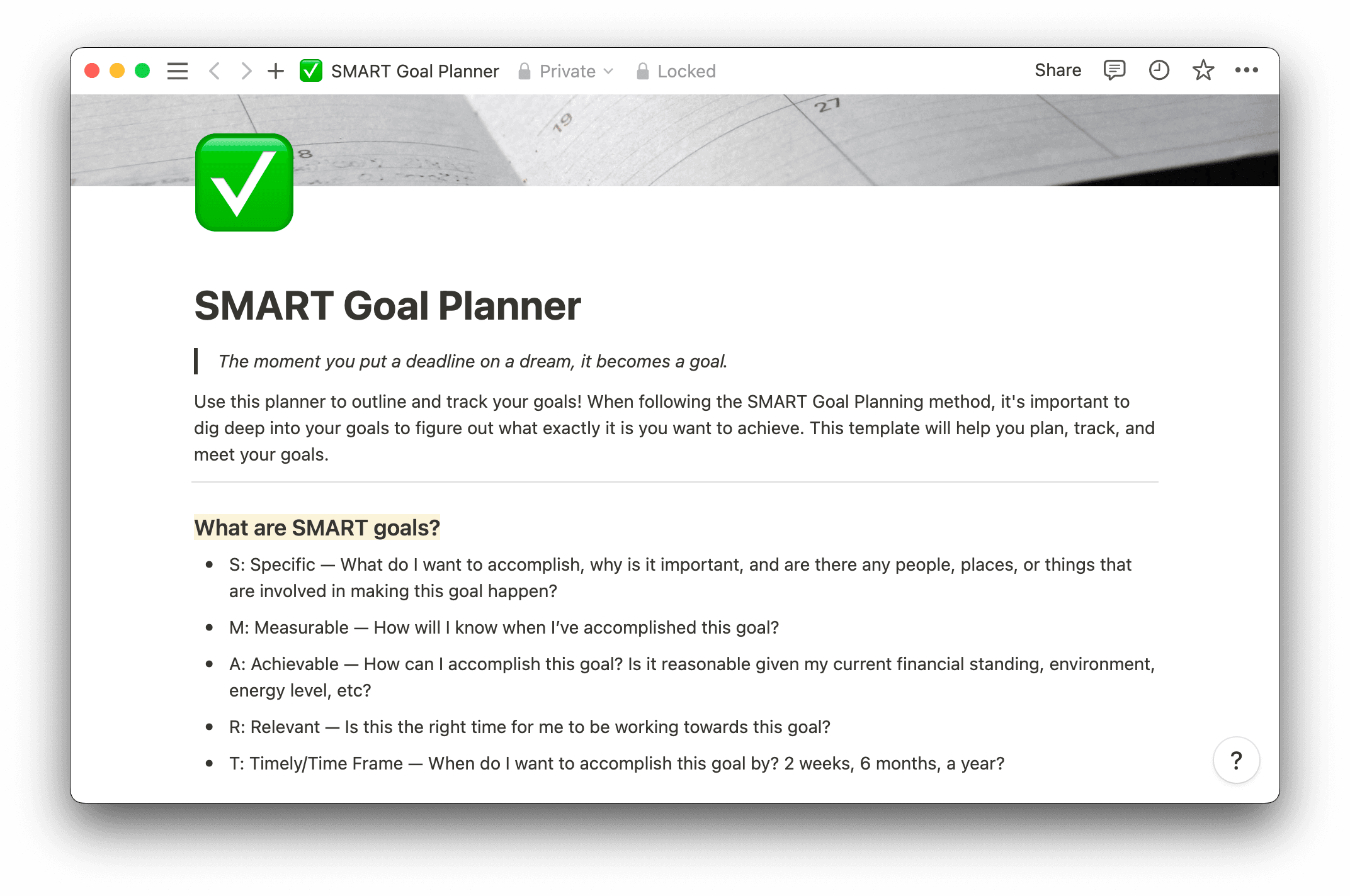 smart goal planning