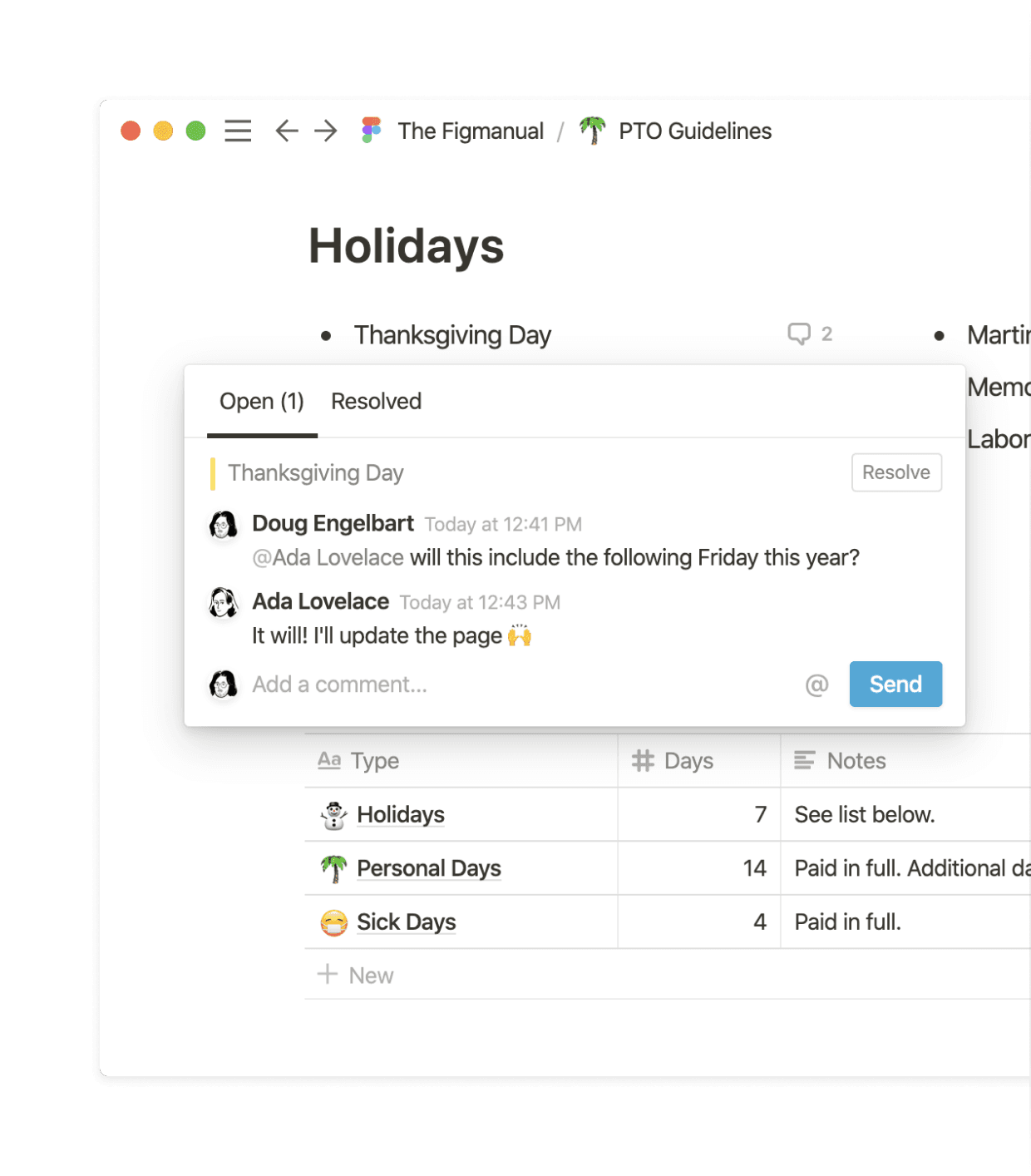 Comment anywhere to keep things up-to-date.