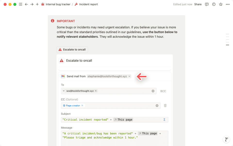 Customize your formulas to control who receives notifications and the body of the email.