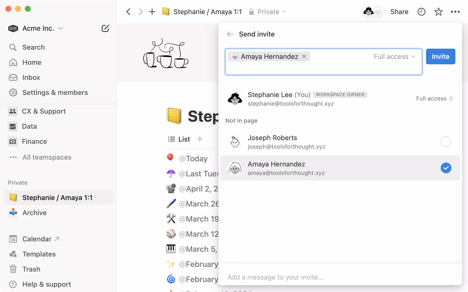 共享與權限 - 與團隊成員共享