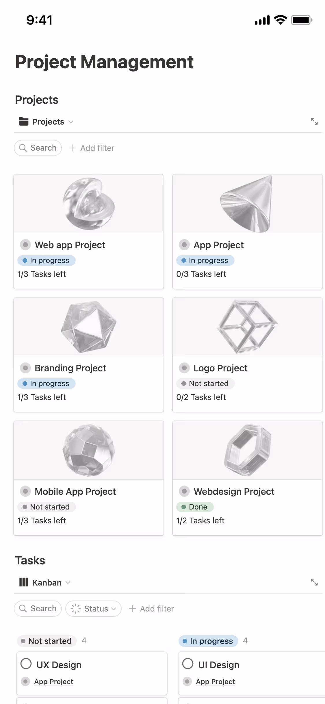 一張 Notion 行動應用程式的螢幕截圖