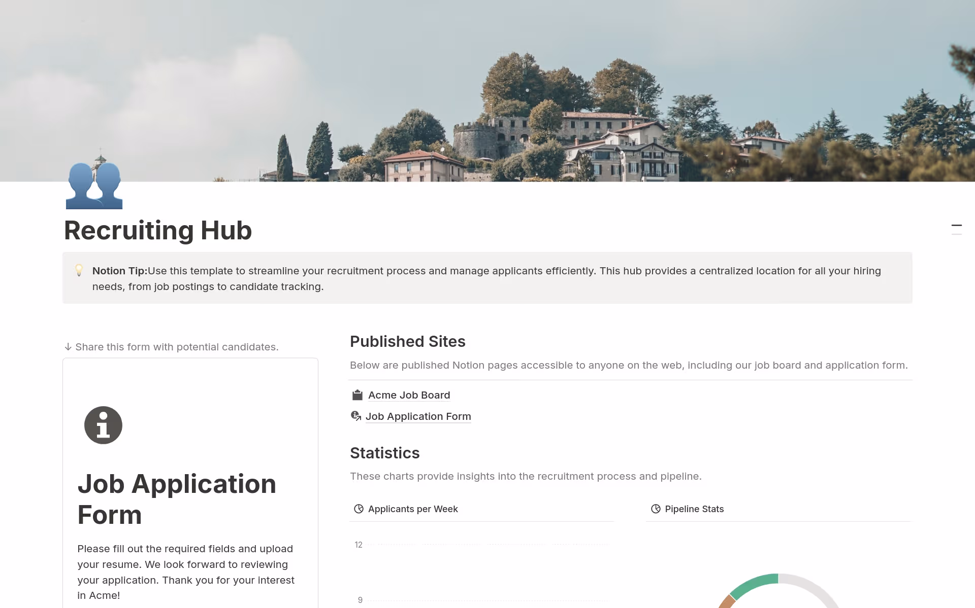 Recruiting Hub 範本預覽